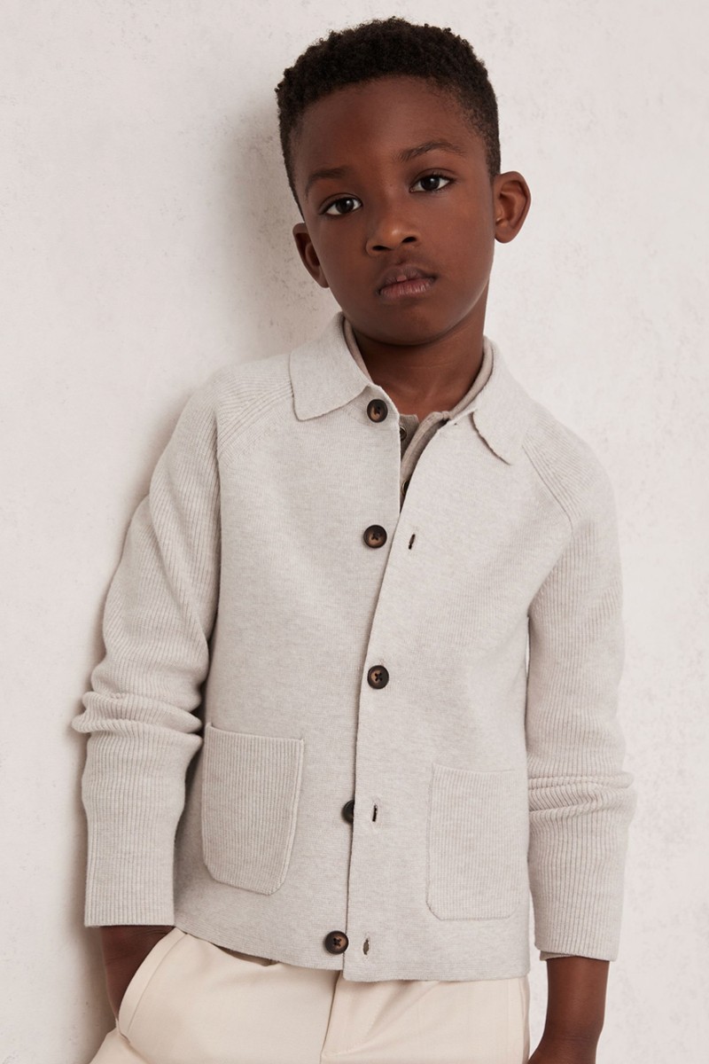 Melange Fitzgerald Button-Through Knitted Cardigan from Reiss