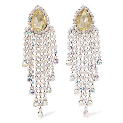 Borealis silver-tone crystal clip earrings from Alessandra Rich