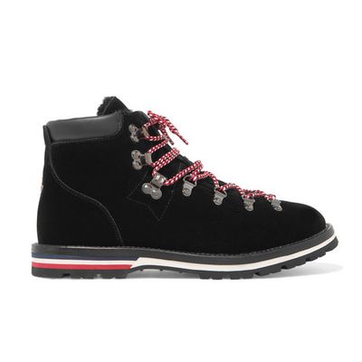 Blanche Shearling-Lined Velvet Ankle Boots from Moncler