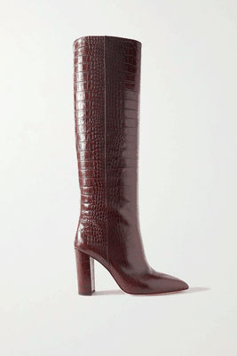 Croc-Effect Leather Knee Boots from Paris Texas