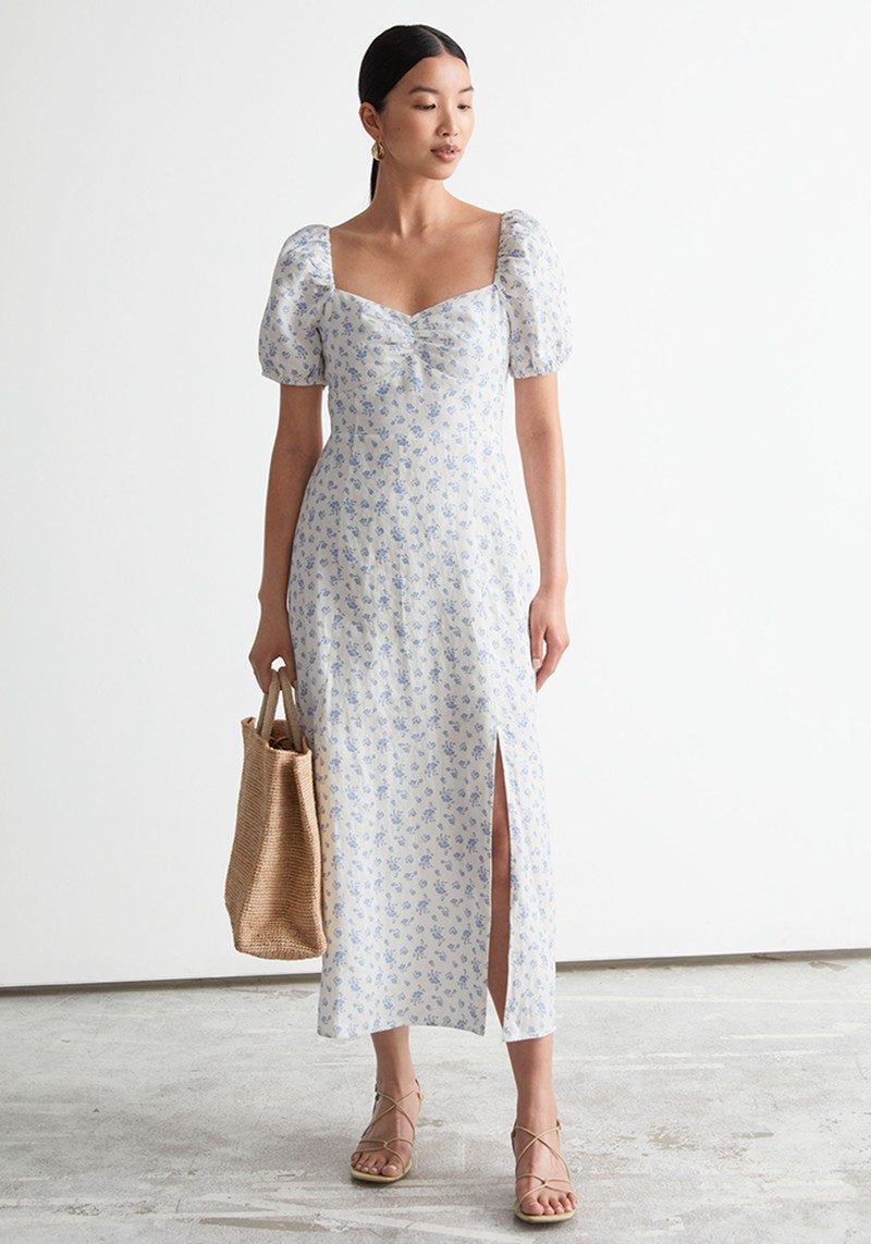 Puff Sleeve Linen Midi Dress from & Other Stories