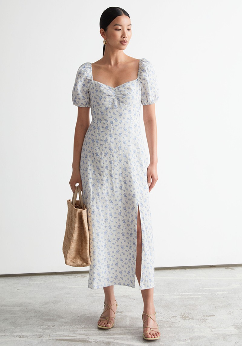 Puff Sleeve Linen Midi Dress from & Other Stories 