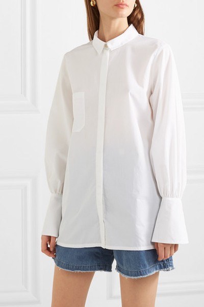 Faux Pearl-Embellished Organic Cotton Shirt from Mother Of Pearl