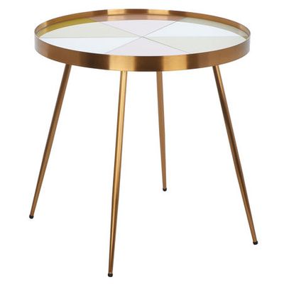 Gold Tone Round Coffee Table 50x50cm