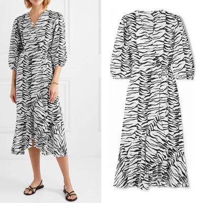 Noleen Tiger-Print Cotton-Voile Wrap Dress from Rixo
