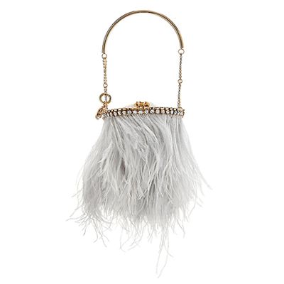 Kingham Feather-Embellished Top Handle Bag from Rosantica