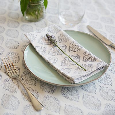 Blue Leaf Print Tablecloth from Sarah K