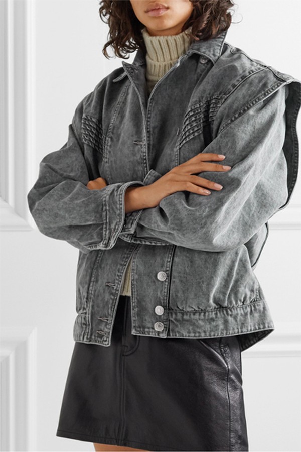 Oversized Convertible Acid Wash Denim Jacket from Isabel Marant Etoile