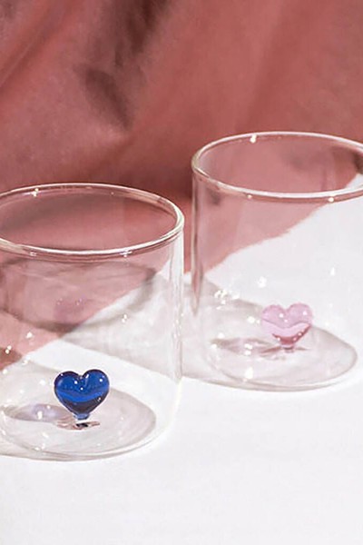 Drinking Glass With Mini 3D Heart