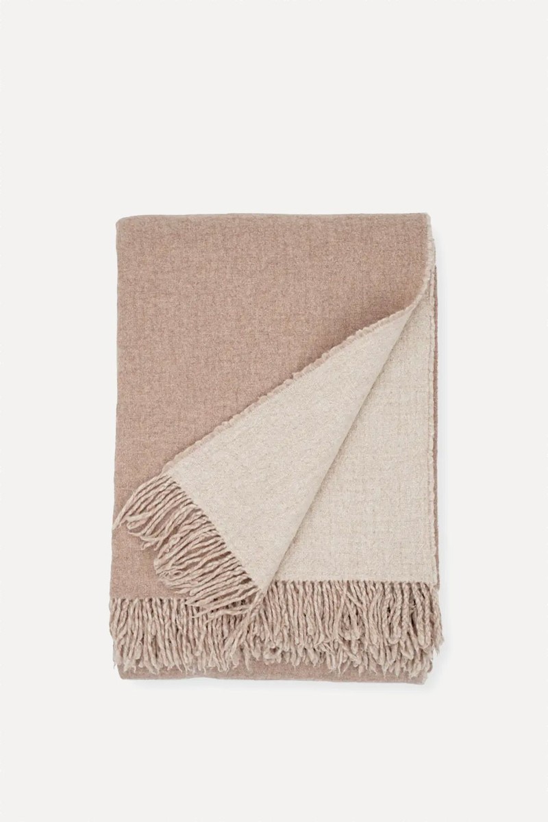 Dio Merino Wool Reversible Throw Blanket from So Cosy