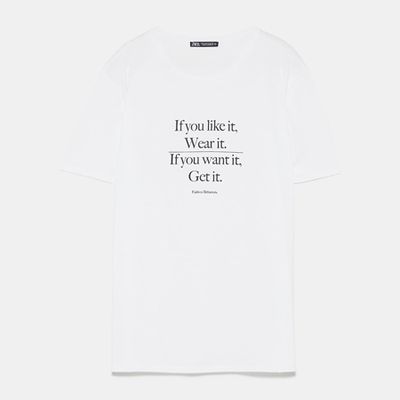 T-Shirt with Front Slogan from Zara