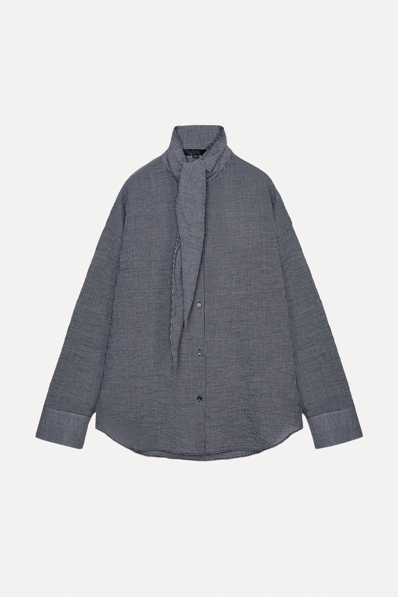 Check Shirt With Scarf from Zara
