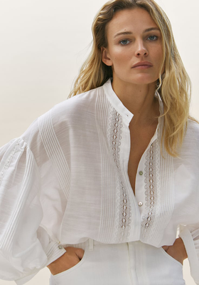 Embroidered Cotton & Silk Shirt from Massimo Dutti 