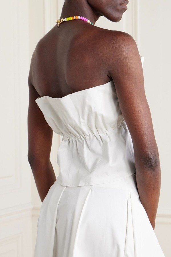Dover Strapless Pleated Cotton-Blend Twill Top