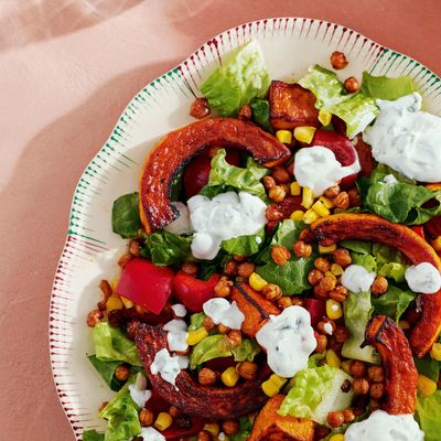 Roasted Butternut & Chickpea Salad With Coconut Mint Dressing