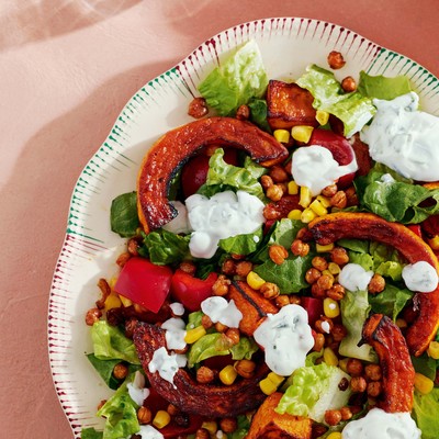 Roasted Butternut & Chickpea Salad With Coconut Mint Dressing