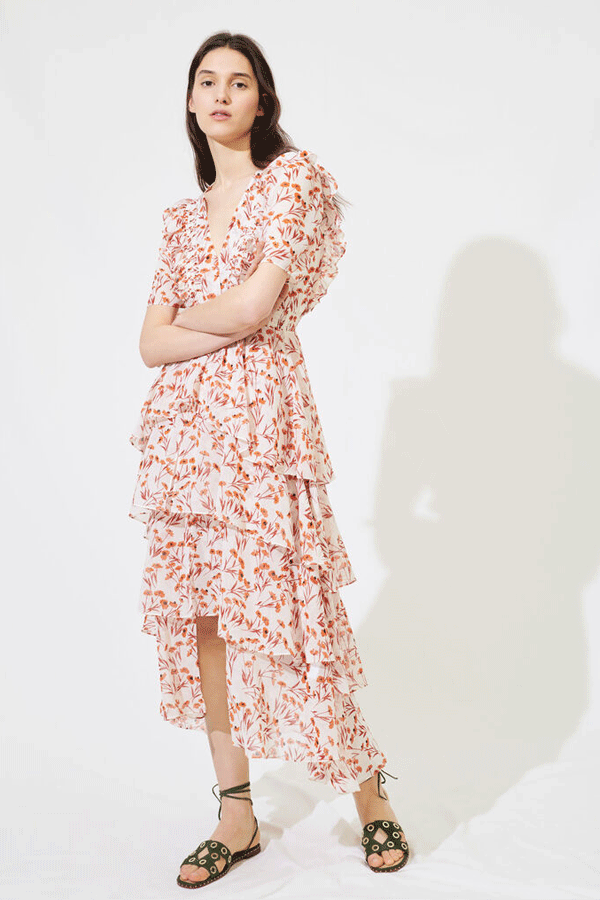 Printed Maxi Dress With Ruffles