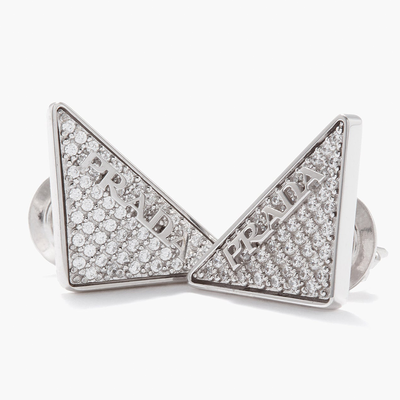 Crystal-Embellished Triangle Earrings