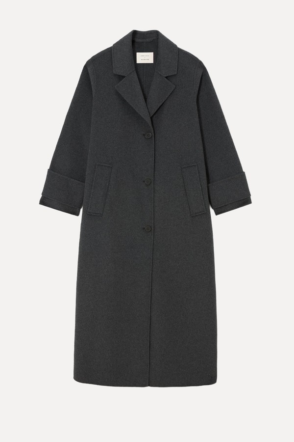Wool Blend Cuff Detail Coat