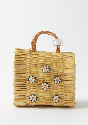 Shella Mini Shell-Embellished Rattan Basket Bag from Heimat Atlantica