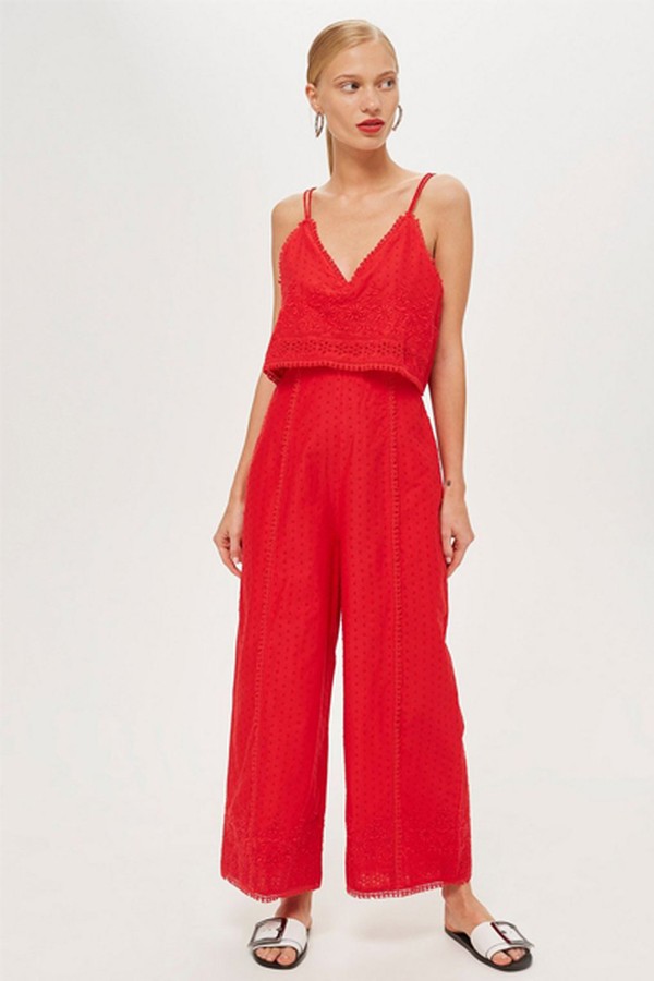 Embroidered Strappy Jumpsuit