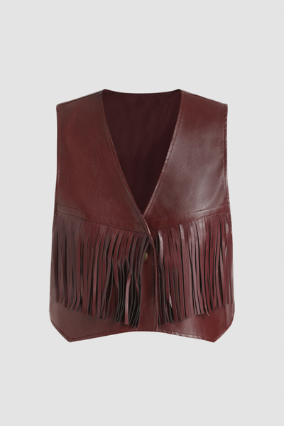 Fringe Faux Leather Vest from Cider