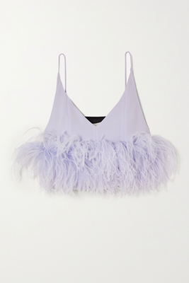 Poppy Feather-Trimmed Crepe Camisole from 16Arlington