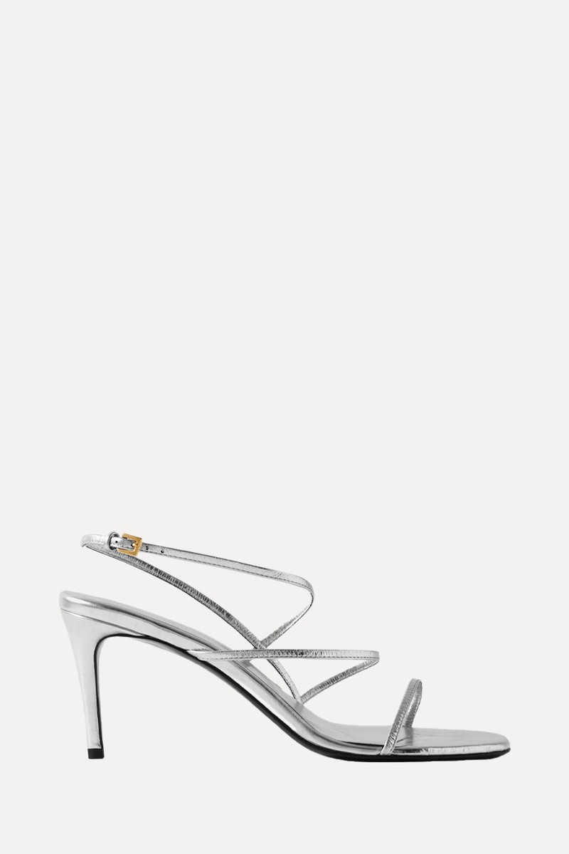 Loop Metallic Crinkled-Leather Sandals from Khaite