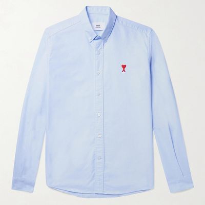 Button-Down Collar Logo-Embroidered Cotton Oxford Shirt from AMI Paris