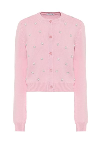 Embellished Virgin Wool Cardigan from Miu Miu