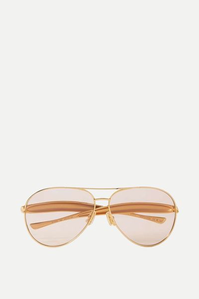 Sardine Aviator-Style Gold-Tone Sunglasses from Bottega Veneta Eyewear