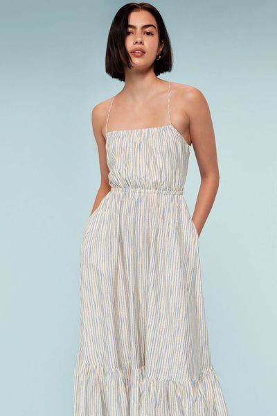 Pastel Stripe Silk Mix Dress