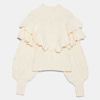 Cable-Knit Sweater With Ruffles, £49.99 | Zara