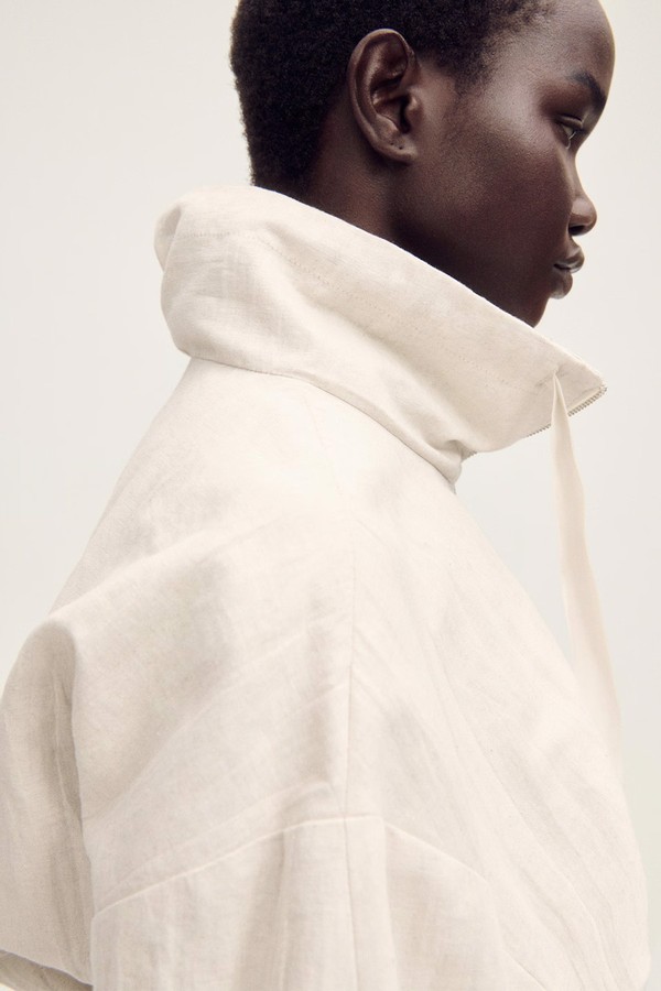 Linen-Blend Cropped Jacket