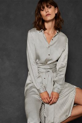 Sandre Striped Wrap Shirt Dress