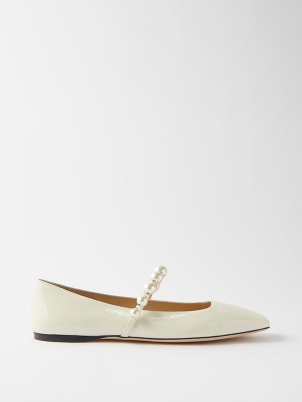 Ade Faux-Pearl & Leather Ballet Flats from Jimmy Choo