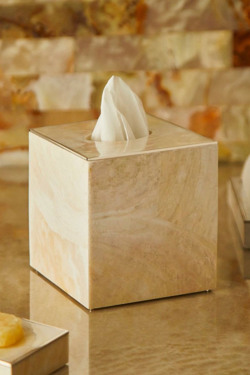 Sienna Mother-Of-Pearl Square Tissue Box from Objet Luxe