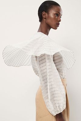 Striped Silk Blouse With Capelet Detail from Massimo Dutti