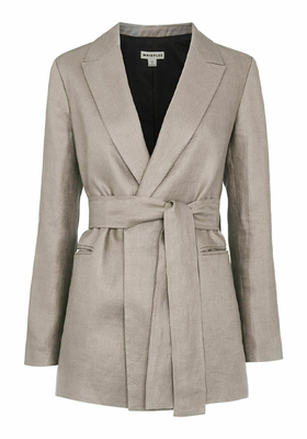 Grey Lea Linen Belted Jacket from Whistles