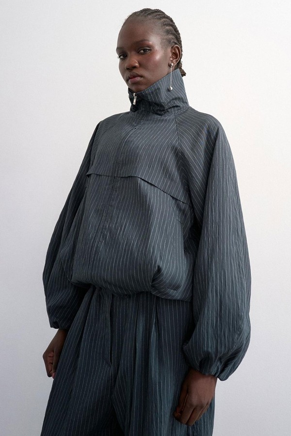 Co-ord Modal Stripe Zip Through Jacket from TOPSHOP