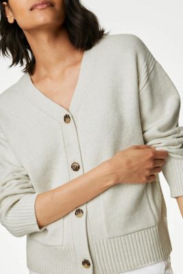 Recycled Blend V-Neck Button Front Cardigan from Marks & Spencer