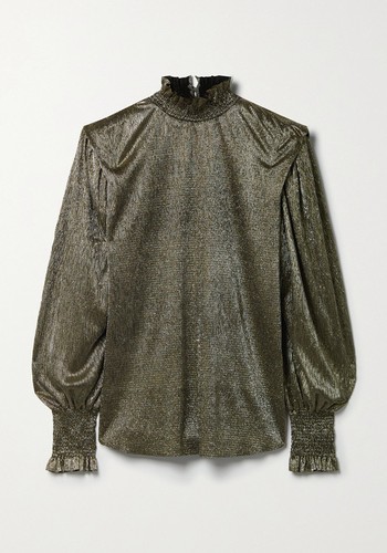 Noshi Ruffled Shirred Stretch-Lurex Blouse from Isabel Marant Étoile