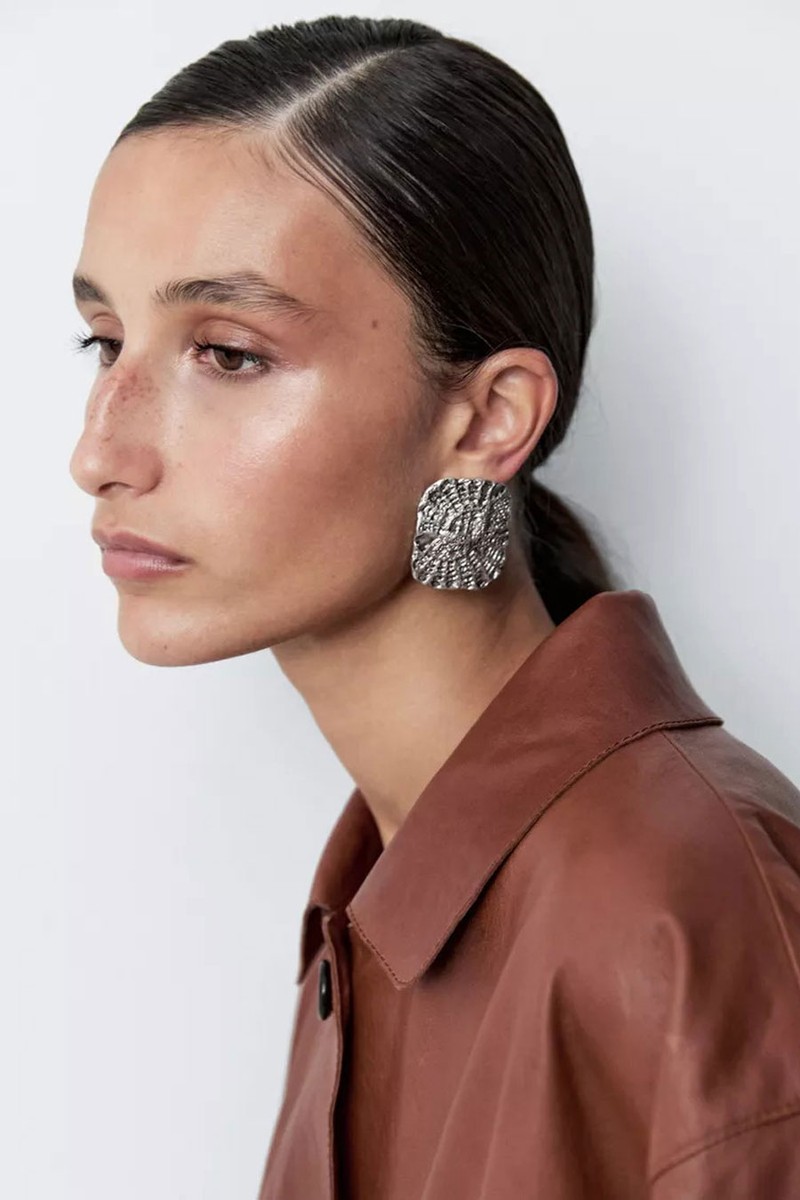 Textured Medallion Earrings from Massimo Dutti