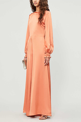 Simone Ruched-Sleeve Stretch-Crepe Jumpsuit from Vanessa Cocchiaro