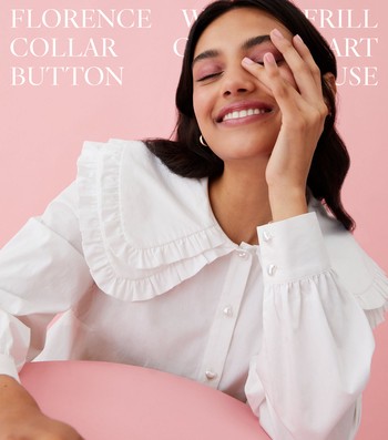 Florence Frill Collar Gem Heart Button Blouse, £23.99 | Anne-Marie X New Look