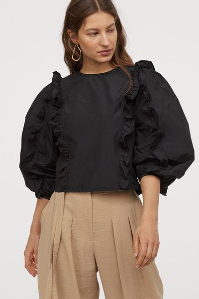 Flounced Taffeta Blouse