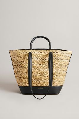 Ivees Large Basket Weave Tote Bag