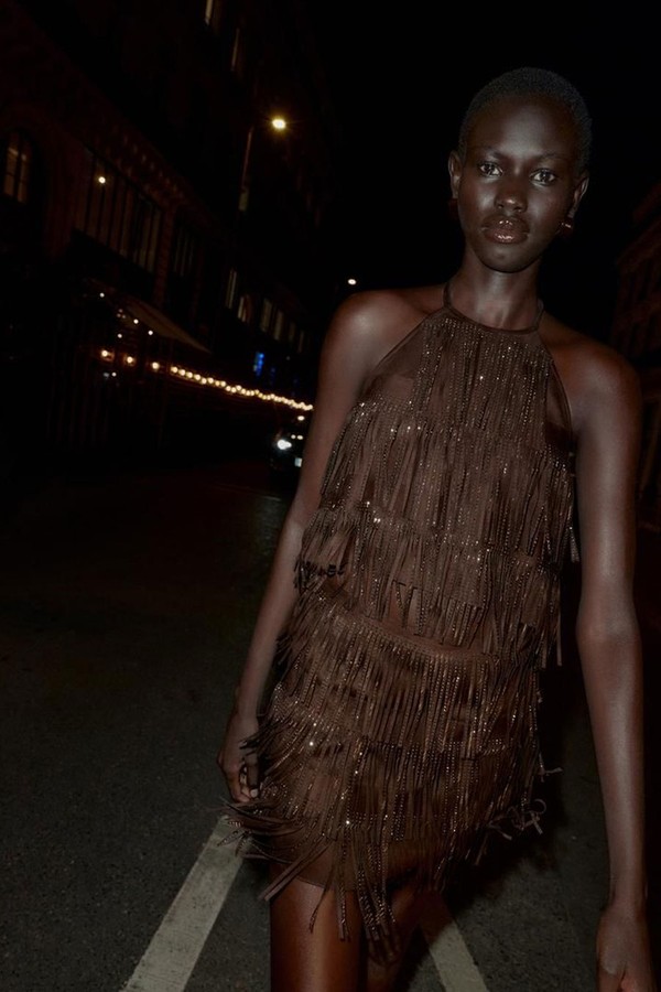 Sparkly Faux Suede Effect Fringed Top from Zara