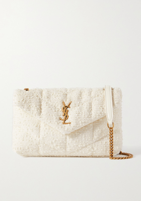 Loulou Puffer Leather-Trimmed Quilted Bouclé Shoulder Bag from Saint Laurent