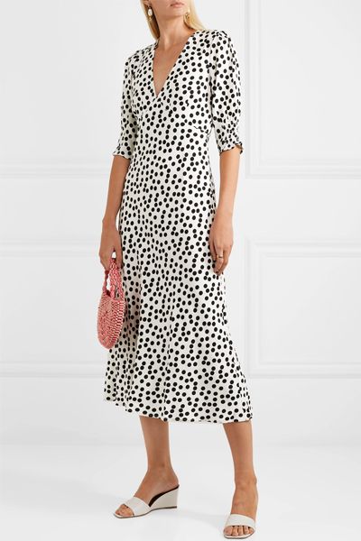 Zadie Polka-Dot Crepe Midi Dress from Rixo